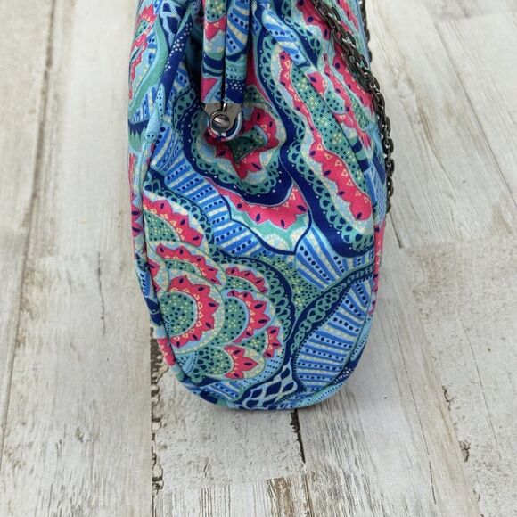 New Amy Butler Nora Clutch With Chain Oasis Azure Tropical Kiss Lock Closure - Picture 3 of 16